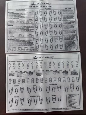 Americanails 3D Acrylic Nail Art Practice Mat - White/Black